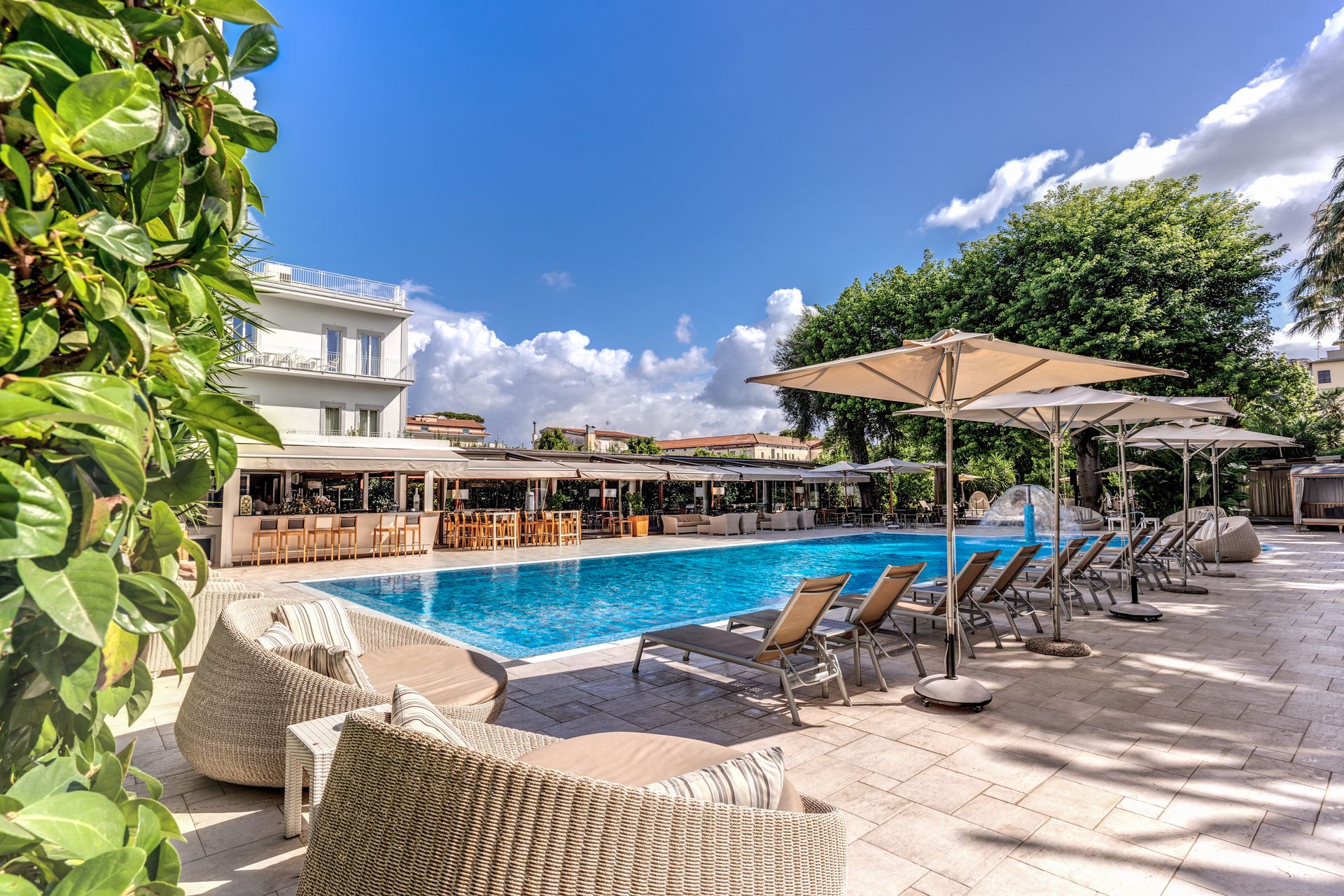 Pool nestled in the lemon garden at a luxury hotel in Sorrento, Hotel Mediterraneo